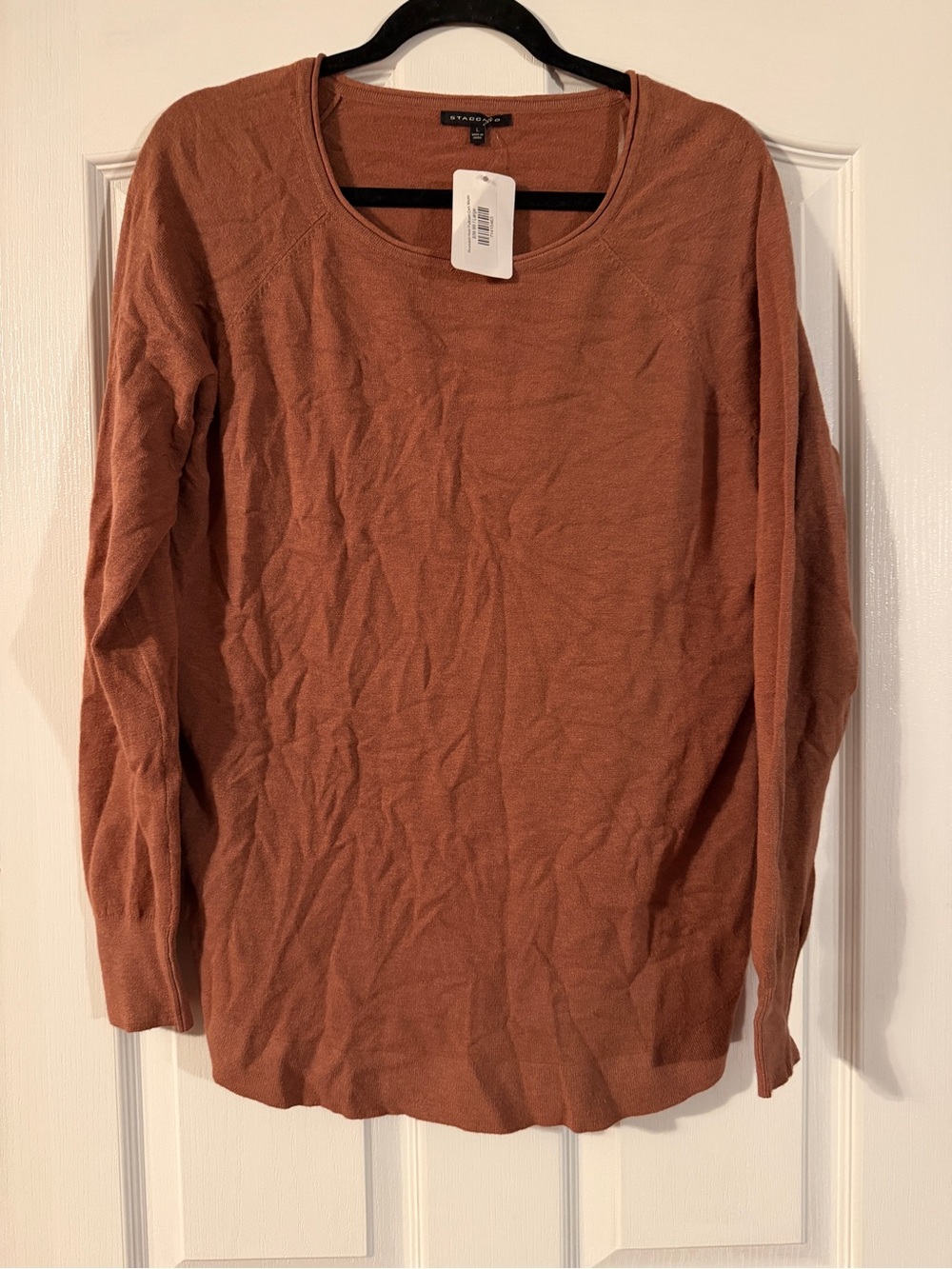 Staccato Scoop Neck Sweater in Rust Brown